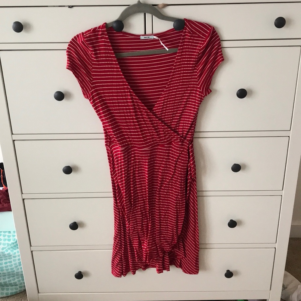 Kimchi Blue Urban Outfitters red stripe wrap dress